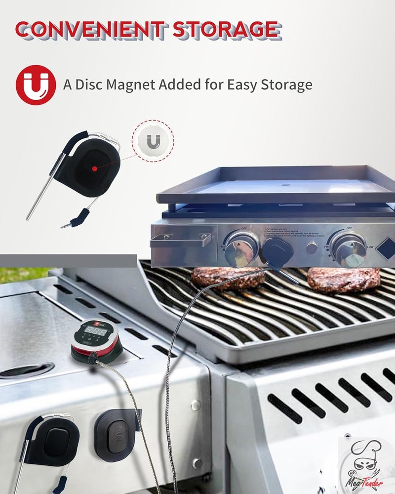 Meatender Pro Grill Temperature Probes for Weber iGrill, Connect Smart Grilling Hub and Grill, Accurate ±1°C Washable AmbientThermometor Probes - Image 4